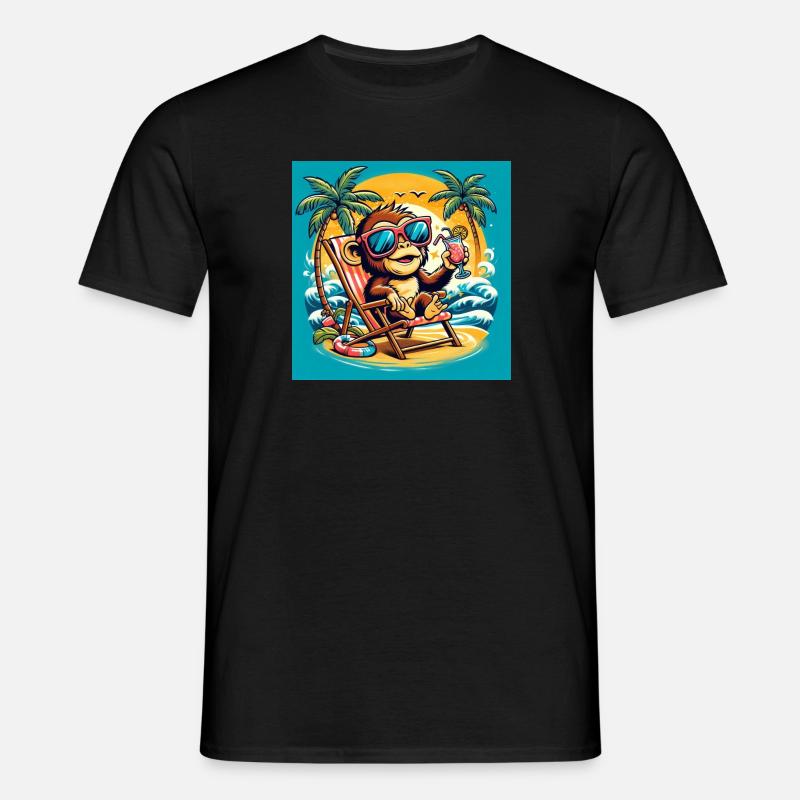Äffchen am Strand - Männer T-Shirt - Schwarz