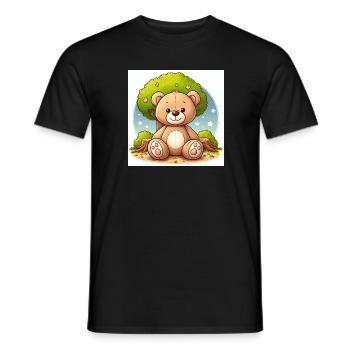 Ours en peluche devant un arbre - T-shirt homme - noir - Devant - AI Model Male 178 light (178cm)