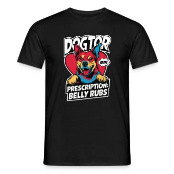 Pop Art Dogtor Prescription: Belly Crawl! - Men's T-Shirt - black - Front - AI Model Male 178 light (178cm)