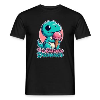 Ice Cream Dreamer Cute T-Rex with Ice Cream Gift - Men's T-Shirt - black - Front - AI Model Male 178 light (178cm)