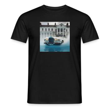 Oldtimer in beleuchteter Wasserfontänenszene - Männer T-Shirt - Schwarz - Vorne - AI Model Male 178 light (178cm)