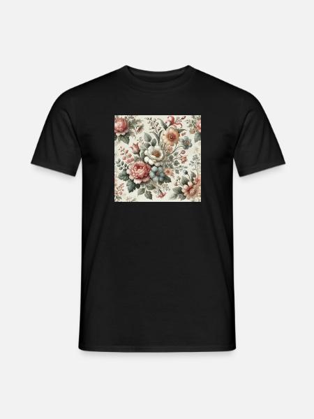 Vintager Blumengarten Ornament - Männer T-Shirt - Schwarz