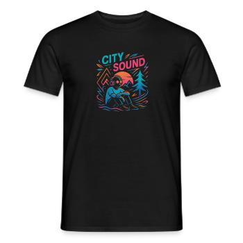 CITY SOUND - Men's T-Shirt - black - Front - AI Model Male 178 light (178cm)
