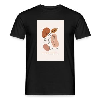 Minimalist portrait with empowering sheet and message - Men's T-Shirt - black - Front - AI Model Male 178 light (178cm)