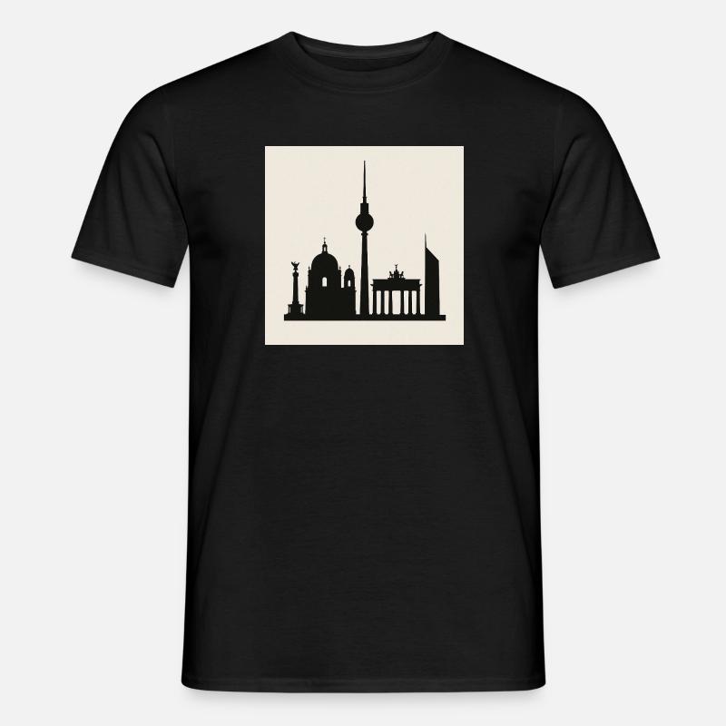 Berliner Skyline Silhouette - Männer T-Shirt - Schwarz