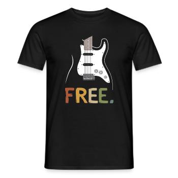 Retro Electric Guitar Free Music Design - Men's T-Shirt - black - Front - AI Model Male 178 light (178cm)