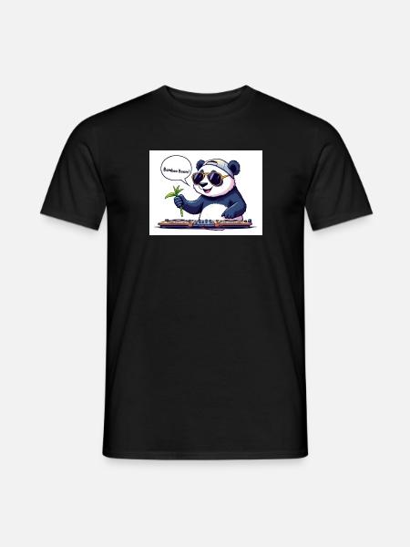 DJ Panda with Goggles and Bamboo Stick - Men's T-Shirt - black