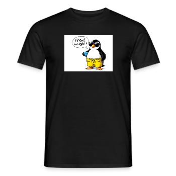 Stylish penguin sleeve with glasses - Men's T-Shirt - black - Front - AI Model Male 178 light (178cm)