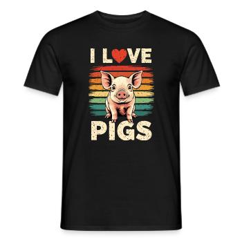 Pig Sow Farmer Farmer Gift Retro - Men's T-Shirt - black - Front - AI Model Male 178 light (178cm)