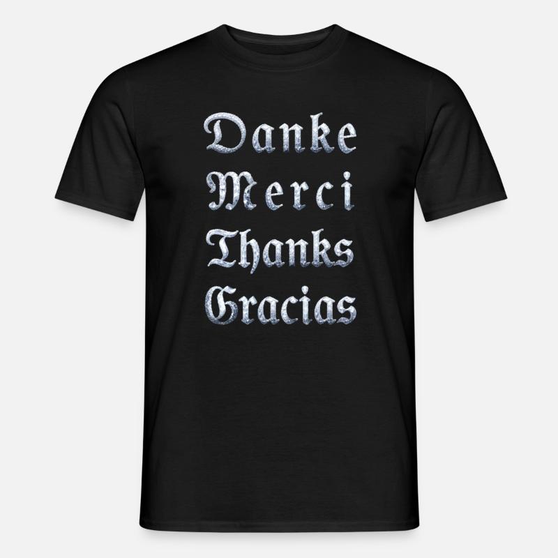 Multilinguale Dankesbotschaft Eiskristall - Männer T-Shirt - Schwarz
