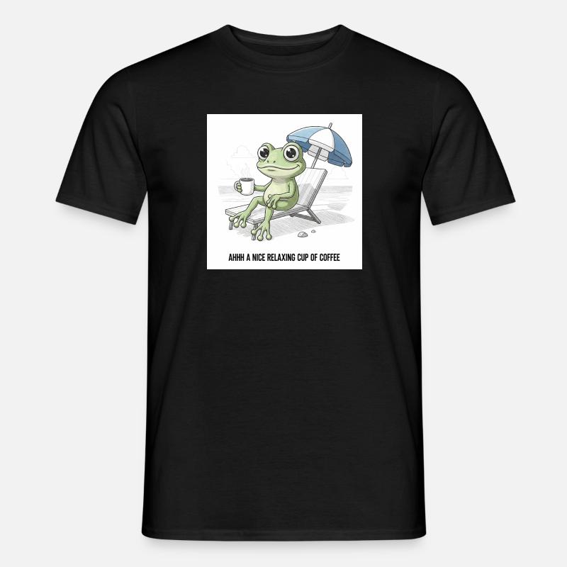 Frosch Strand Kaffee Chill - Männer T-Shirt - Schwarz