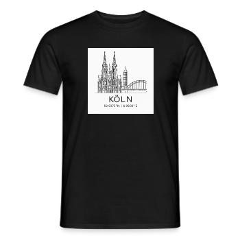Köln Linienkunst Silhouette Wahrzeichen - Männer T-Shirt - Schwarz - Vorne - AI Model Male 178 light (178cm)