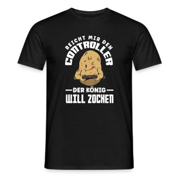 Reicht mir den Controller – König will zocken - Männer T-Shirt - Schwarz - Vorne - AI Model Male 178 light (178cm)