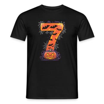 Design effrayant d’Halloween 7 avec citrouille et chauves-souris - T-shirt homme - noir - Devant - AI Model Male 178 light (178cm)
