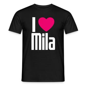 J’aime Mila Coeur Rose J’aime Mila - T-shirt homme - noir - Devant - AI Model Male 178 light (178cm)