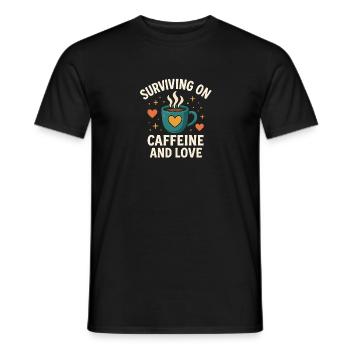 Survivre grâce à la caféine et à l’amour - T-shirt homme - noir - Devant - AI Model Male 178 light (178cm)