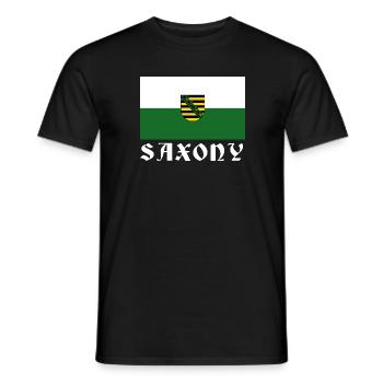 Flagge Sachsens mit Wappen - Männer T-Shirt - Schwarz - Vorne - AI Model Male 178 light (178cm)
