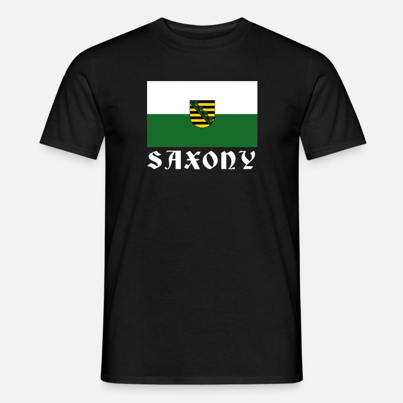 Flagge Sachsens mit Wappen - Männer T-Shirt - Schwarz