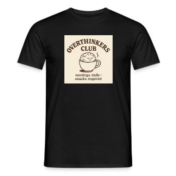 Funny Overthinkers Coffee Brain – Retro Line Art - Men's T-Shirt - black - Front - AI Model Male 178 light (178cm)