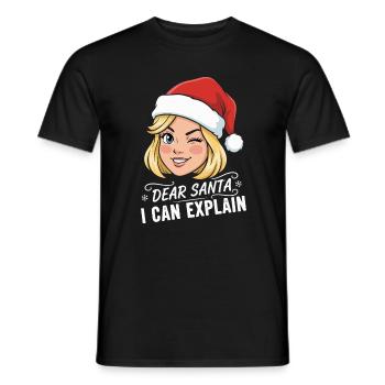Lieber Weihnachtsmann, ich kann Cartoon erklären - Männer T-Shirt - Schwarz - Vorne - AI Model Male 178 light (178cm)