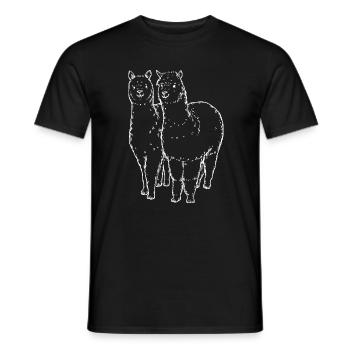 Zwei Alpaka Lama Linien Zeichnung - Männer T-Shirt - Schwarz - Vorne - AI Model Male 178 light (178cm)