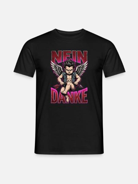 Nein danke Angry Cupid Anti Valentine Deutsch - Männer T-Shirt - Schwarz