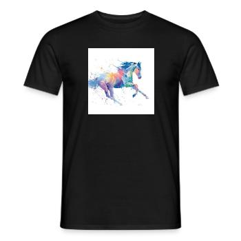 Regenbogen-Aquarell-Galopppferd - Männer T-Shirt - Schwarz - Vorne - AI Model Male 178 light (178cm)