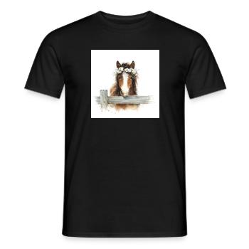 Blütengekrontes Pferd - Männer T-Shirt - Schwarz - Vorne - AI Model Male 178 light (178cm)