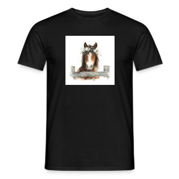 Blumenkronenponys - Männer T-Shirt - Schwarz - Vorne - AI Model Male 178 light (178cm)