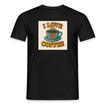 Tasse d’amour au café - T-shirt homme - noir - Devant - AI Model Male 178 light (178cm)