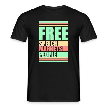 Marché de la liberté d’expression Peuple Libertarian Freedom Logo - T-shirt homme - noir - Devant - AI Model Male 178 light (178cm)