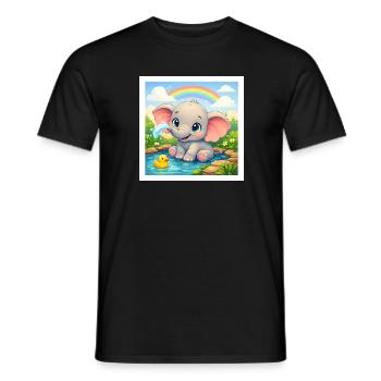 Elli the Elephant - Men's T-Shirt - black - Front - AI Model Male 178 light (178cm)