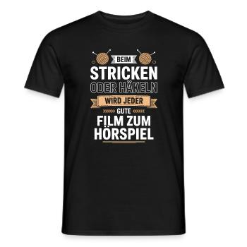 Knit or Crochet: Film Becomes Hörspiel - Men's T-Shirt - black - Front - AI Model Male 178 light (178cm)