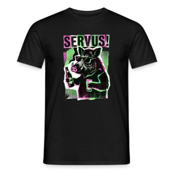 Bière Servus au sanglier sauvage - T-shirt homme - noir - Devant - AI Model Male 178 light (178cm)