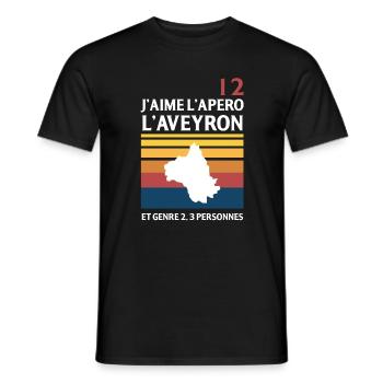 J Aime L Apero L Aveyron Et Genre 2 3 Personnes... - T-shirt homme - noir - Devant - AI Model Male 178 light (178cm)