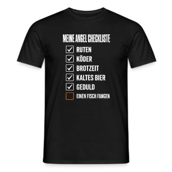 Meine Angel Checkliste Lustiges Angler Motiv mit - Männer T-Shirt - Schwarz - Vorne - AI Model Male 178 light (178cm)