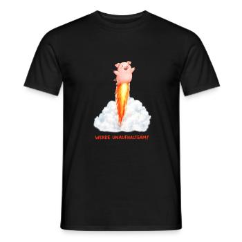 Raketen Schwein Unaufhaltsam - Männer T-Shirt - Schwarz - Vorne - AI Model Male 178 light (178cm)