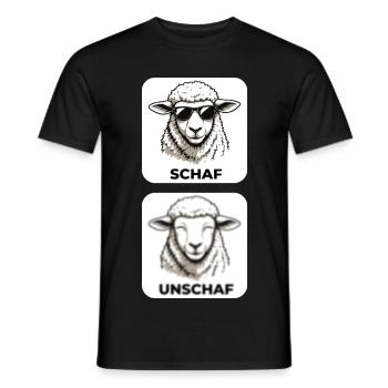 Schaf Unschaf - Wortspiel mit unscharf und Schaf - Männer T-Shirt - Schwarz - Vorne - AI Model Male 178 light (178cm)