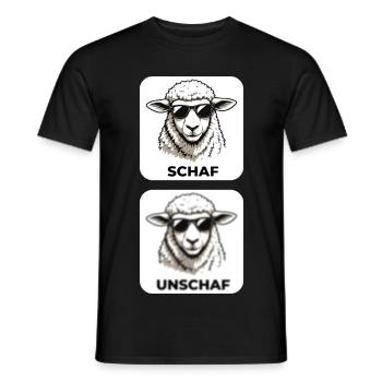 Schaf Unschaf - Wortspiel mit unscharf und Schaf - Männer T-Shirt - Schwarz - Vorne - AI Model Male 178 light (178cm)