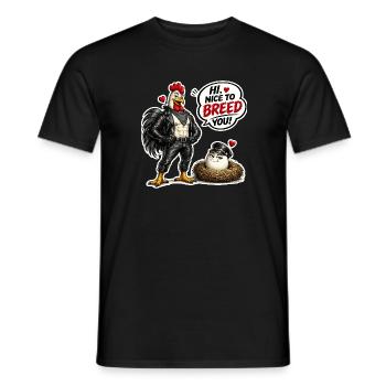 Hi, nice to breed you! TOF-Design mit Ei - Männer T-Shirt - Schwarz - Vorne - AI Model Male 178 light (178cm)