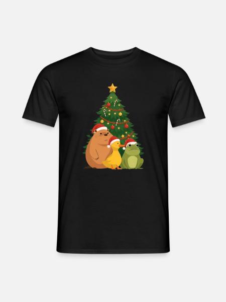 Weihnachtsbaum-Kapybara-Entenfrosch - Männer T-Shirt - Schwarz