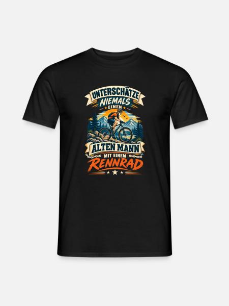Rennrad Alter Mann Radfahrer Geburtstag Geschenk - Männer T-Shirt - Schwarz