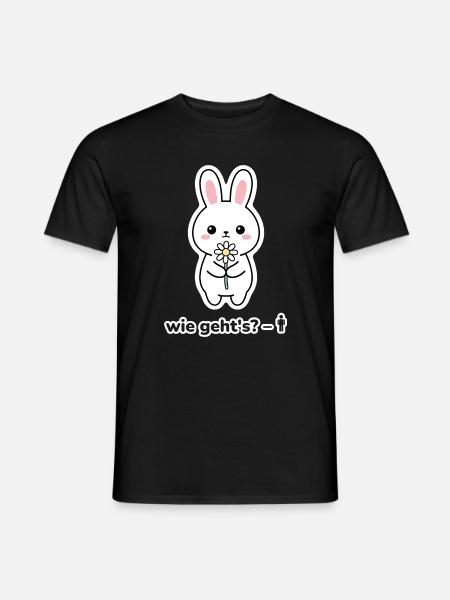 wie geht's? – Hase mit Blume Meme - Männer T-Shirt - Schwarz