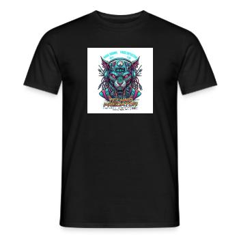 Techno Predator // Rave Cyberpunk Panther - Männer T-Shirt - Schwarz - Vorne - AI Model Male 178 light (178cm)