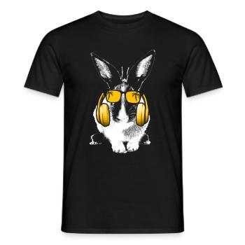Hase Tierfans Kopfhörer Sonnenbrille Haustier Hase - Männer T-Shirt - Schwarz - Vorne - AI Model Male 178 light (178cm)