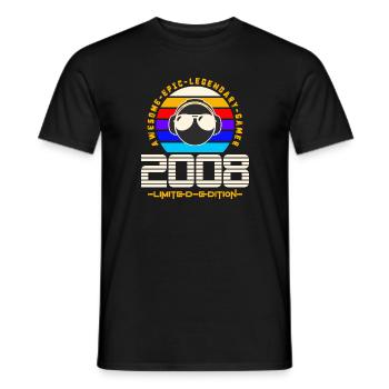 2008 - Men's T-Shirt - black - Front - AI Model Male 178 light (178cm)