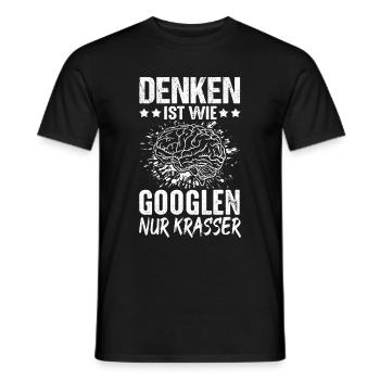 Penser, c’est comme chercher sur Google uniquement des étudiants au cerveau grossier - T-shirt homme - noir - Devant - AI Model Male 178 light (178cm)
