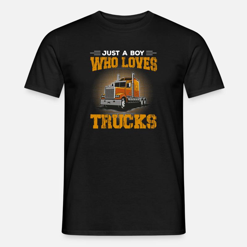 Bare en gutt som elsker lastebiler - Mænd T-shirt - sort