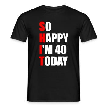 Si heureux que j’ai 40 ans aujourd’hui - 40e anniversaire - T-shirt homme - noir - Devant - AI Model Male 178 light (178cm)