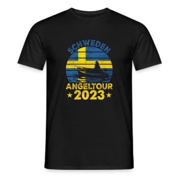 Schweden Angeltour 2023 Angeltrip Angelurlaub - Männer T-Shirt - Schwarz - Vorne - AI Model Male 178 light (178cm)